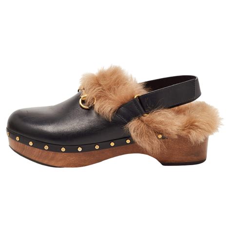 gucci amstel clogs black|Gucci Amstel Horsebit Slingback Clogs .